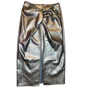 Kirious Twist Front Pencil Skirt NWT Size M Metallic Silver
